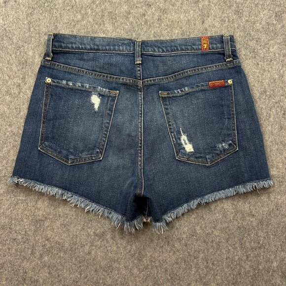 7 For All Mankind High Waist Vintage Fray Hem Shorts Women's Size 31 Distressed - Picture 2 of 10